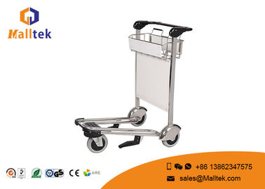Rubber Wheel Airport Luggage Trolley Stainless Steel Luggage Trolley With Hand Brake