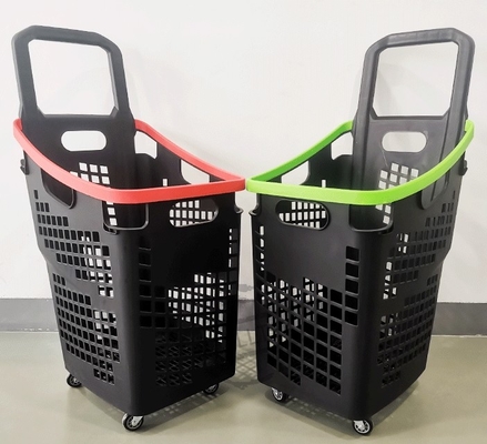 Customized Logo Plastic 4 Wheels Supermarket Store Basket Trolley 1.5"