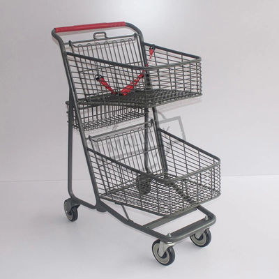Hot Sale Double Basket Shopping Cart Two layer Storage Supermarket  Trolley