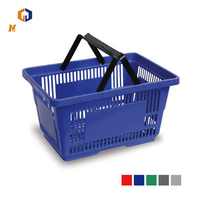 Blue / Red / Green Popular Handbasket Supermarket Plastic Shopping Basket Logo Custom