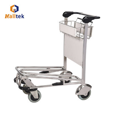 Stainless Steel Airport Trolley Load 250KG 2 Tier 4 Wheels With Brakes