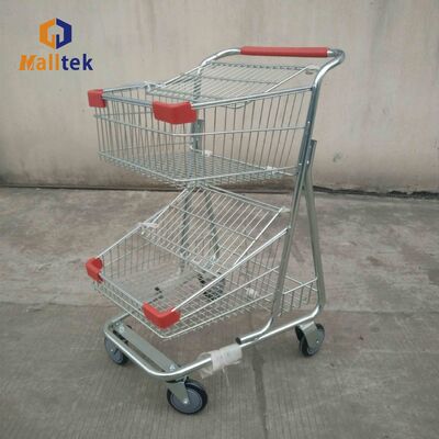Hot Sale 2 Layer Supermarket Shopping Trolley For Grocery 100KG Loading