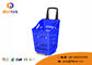 Eco - Friendly Grey Rolling Plastic Shopping Basket With High Capacity
