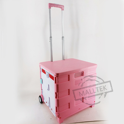 Hand Foldable Supermarket Trolley With Plastic PVC Wheel
