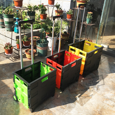 Hand Foldable Supermarket Trolley With Plastic PVC Wheel